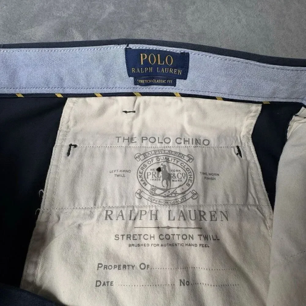 Polo Ralph Lauren Mens 48B Shorts Blue Chino Stretch Cotton Twill Casual Preppy
